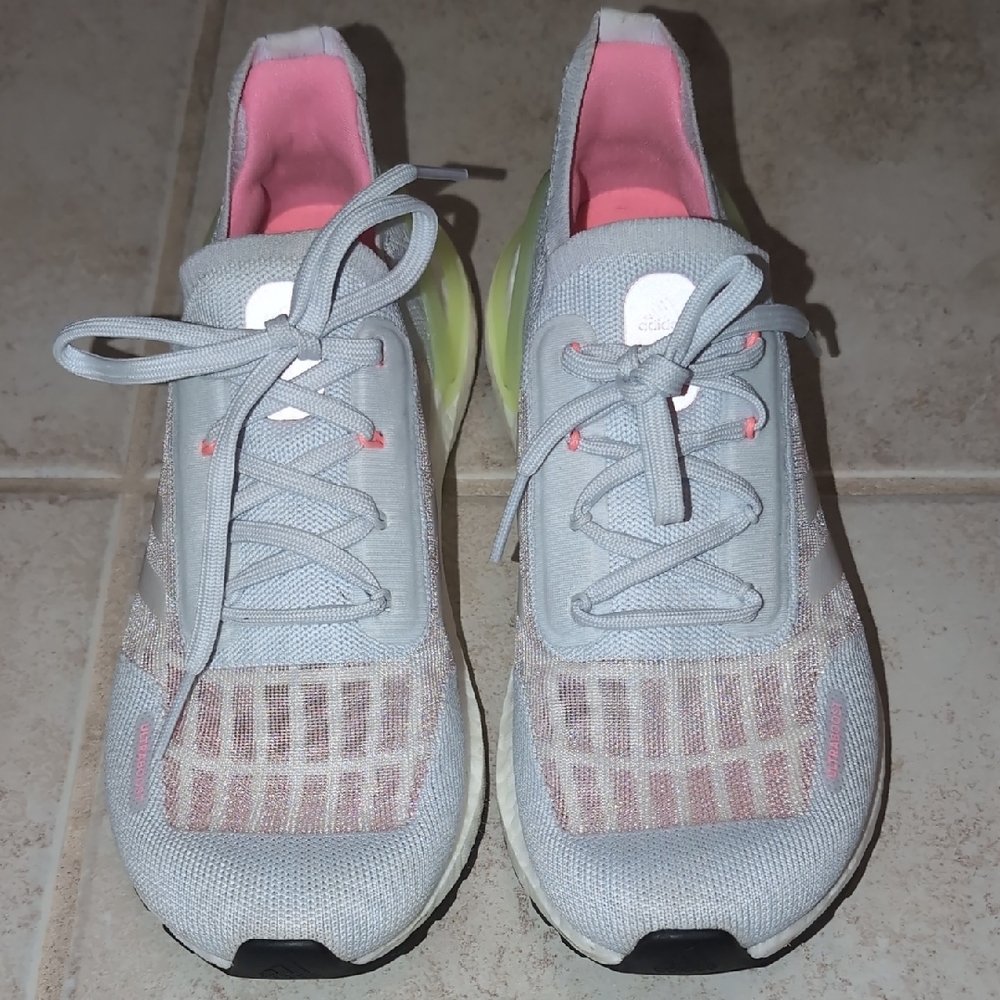 Gray and Pink Athletic Sneakers
